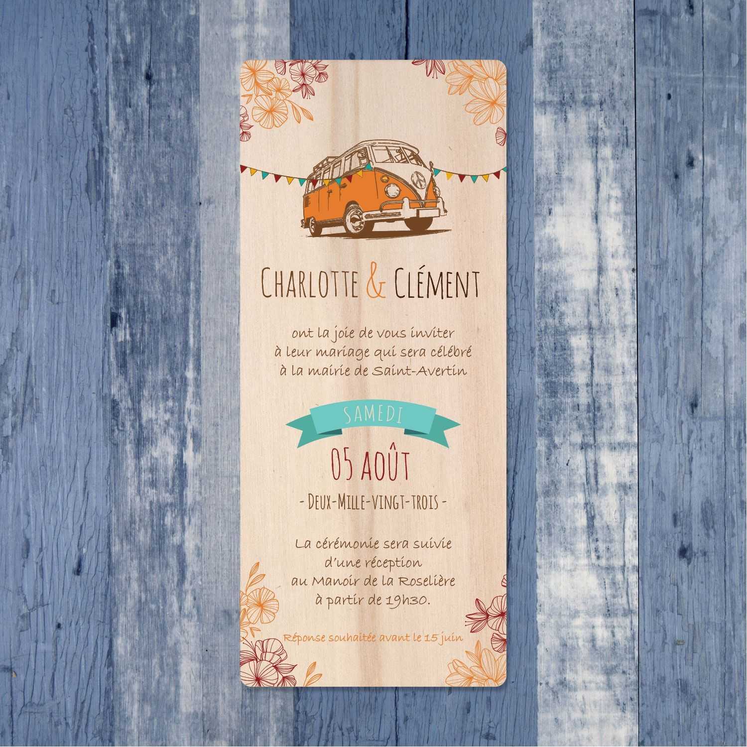 Tampon Scrapbooking 'Tandem' Aladine - Motif Mariage - Format 8,3x2,3 Cm - Support Bois Blanc