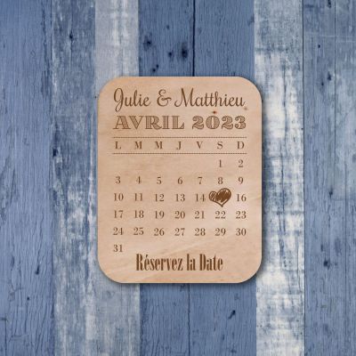 save the date mariage - Calendrier en bois