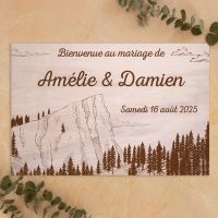 Pancarte de bienvenue mariage en bois - Montagne 2