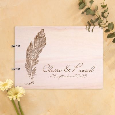 livre-or-dor-bois-mariage-gravure-original-champetre-fleur-fleurs