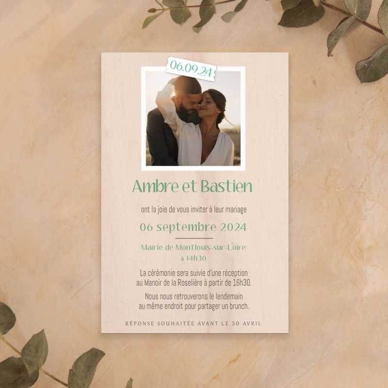 faire-part de mariage en bois sérénissime