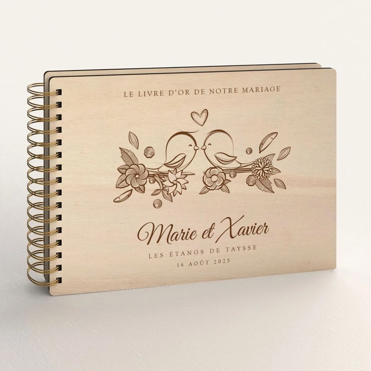 Livre D'or De Mariage Personnalisé En Bois En Forme De Cœur - Avec 100 Cartes Signatures Et Boîte De Rangement
