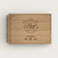 Livre d'or de mariage en bois gravé sur chêne avec vos initiales