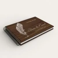 Livre d'or de mariage en bois personnalisé sur noyer avec des pissenlits