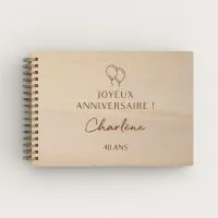 Livre d'or d'anniversaire personnalisé en bois de peuplier thème birthday