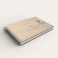 Livre d'or d'anniversaire personnalisé en bois de peuplier avec une fleur bleue