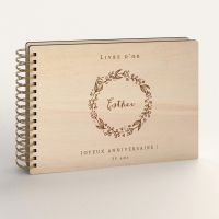 Livre d'or d'anniversaire - En érable - Couronne de laurier