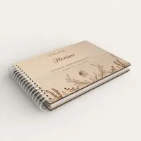 Livre d'or d'anniversaire personnalisé en bois de peuplier avec fleurs champêtres
