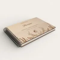 Livre d'or d'anniversaire personnalisé en bois de peuplier avec fleurs champêtres