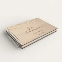 Livre d'or d'anniversaire personnalisé en bois de peuplier avec des guirlandes