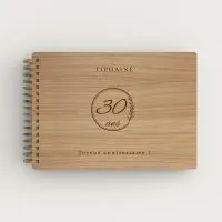 Livre d'or d'anniversaire en bois gravé sur chêne classique