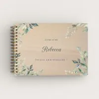 Livre d'or d'anniversaire personnalisé en bois de peuplier verdoyant