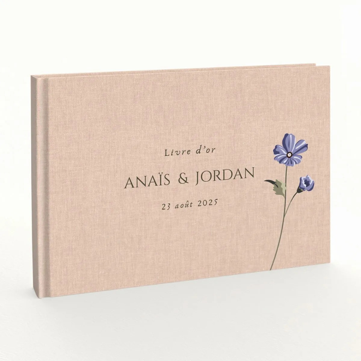 Livre d'or de mariage aspect lin personnalisé - Belles de jour