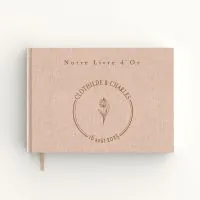 Livre d'or de mariage aspect lin personnalisé - Bleuet