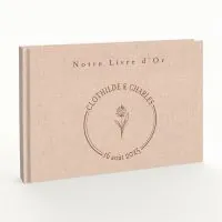 Livre d'or de mariage aspect lin personnalisé - Bleuet
