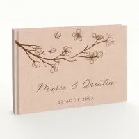 Livre d'or de mariage - Livret aspect lin - Branche fleurie