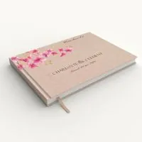 Livre d'or de mariage - Livret aspect lin - Cerisier