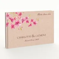 Livre d'or de mariage - Livret aspect lin - Cerisier