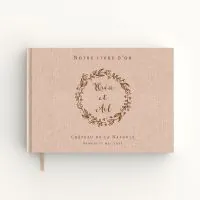 Livre d'or de mariage - Livret aspect lin - Couronne de laurier