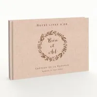 Livre d'or de mariage - Livret aspect lin - Couronne de laurier
