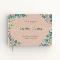 Livre d'or de mariage - Livret aspect lin - Eucalyptus