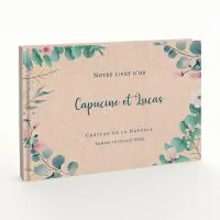 Livre d'or de mariage - Livret aspect lin - Eucalyptus
