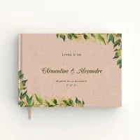 Livre d'or de mariage - Livret aspect lin - Feuillage