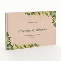 Livre d'or de mariage - Livret aspect lin - Feuillage