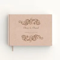 Livre d'or de mariage - Livret aspect lin - Fleurs