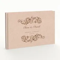 Livre d'or de mariage - Livret aspect lin - Fleurs