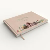 Livre d'or de mariage - Livret aspect lin - Fleurs de montagne