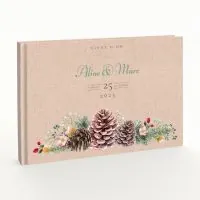 Livre d'or de mariage - Livret aspect lin - Fleurs de montagne