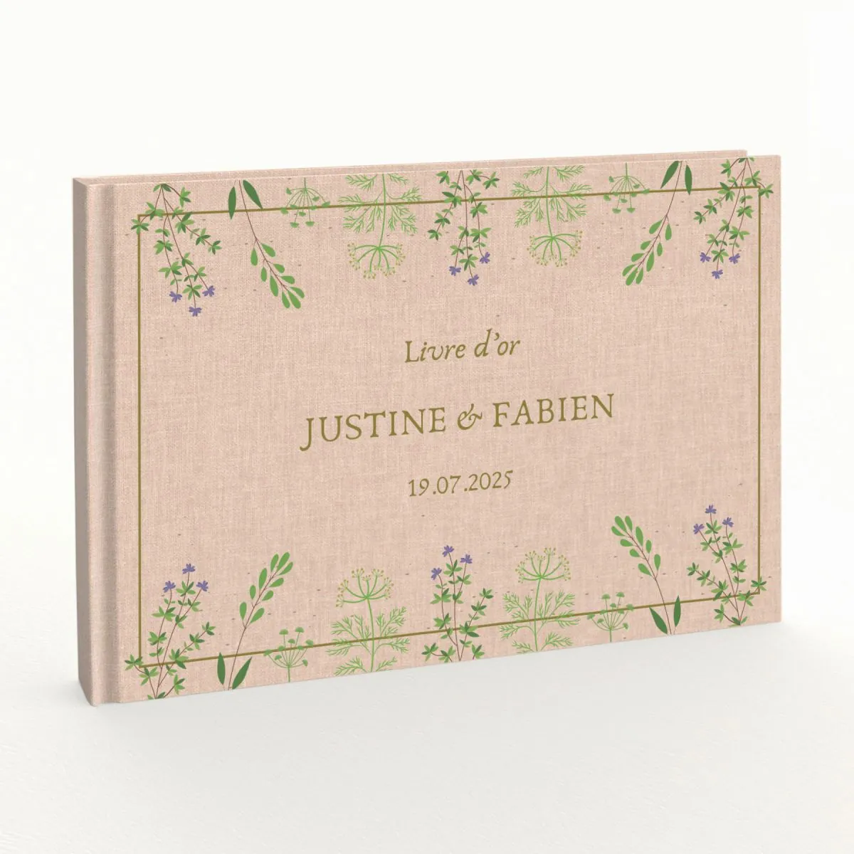 Livre d'or de mariage - Livret aspect lin - Fleurs sauvages