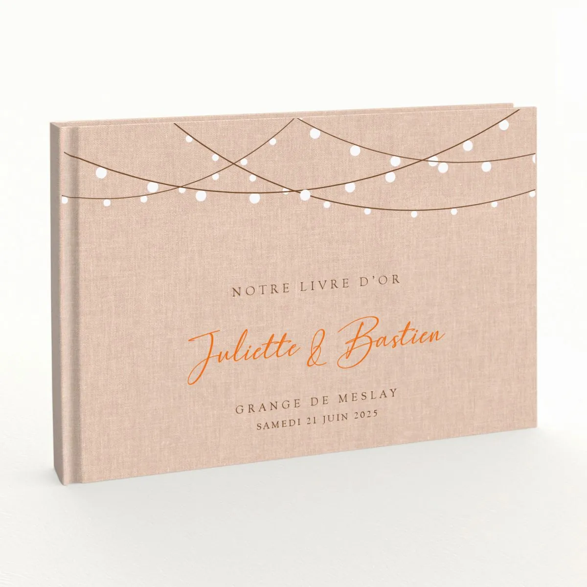Livre d'or de mariage - Livret aspect lin - Guirlande