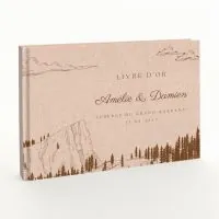 Livre d'or de mariage - Livret aspect lin - Montagne