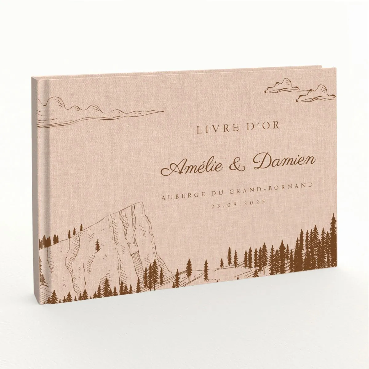 Livre d'or de mariage - Livret aspect lin - Montagne