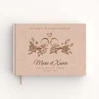 Livre d'or de mariage - Livret aspect lin - Oiseaux