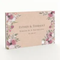 Livre d'or de mariage - Livret aspect lin - Pivoines