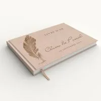 Livre d'or de mariage - Livret aspect lin - Plume