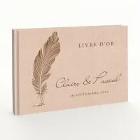 Livre d'or de mariage - Livret aspect lin - Plume