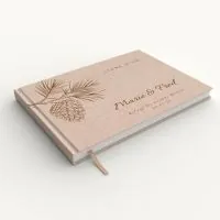 Livre d'or de mariage - Livret aspect lin - Pomme de pin