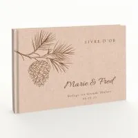 Livre d'or de mariage - Livret aspect lin - Pomme de pin