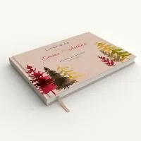Livre d'or de mariage - Livret aspect lin - Sapins automne