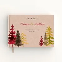 Livre d'or de mariage - Livret aspect lin - Sapins automne