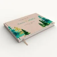 Livre d'or de mariage - Livret aspect lin - Sapins printemps-ete