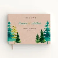 Livre d'or de mariage - Livret aspect lin - Sapins printemps-ete