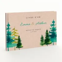 Livre d'or de mariage - Livret aspect lin - Sapins printemps-ete