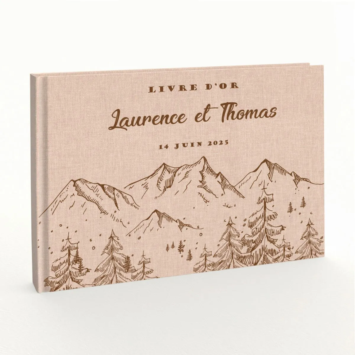 Livre d'or de mariage - Livret aspect lin - Sommets alpins