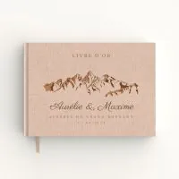 Livre d'or de mariage - Livret aspect lin - Sommets enneigés