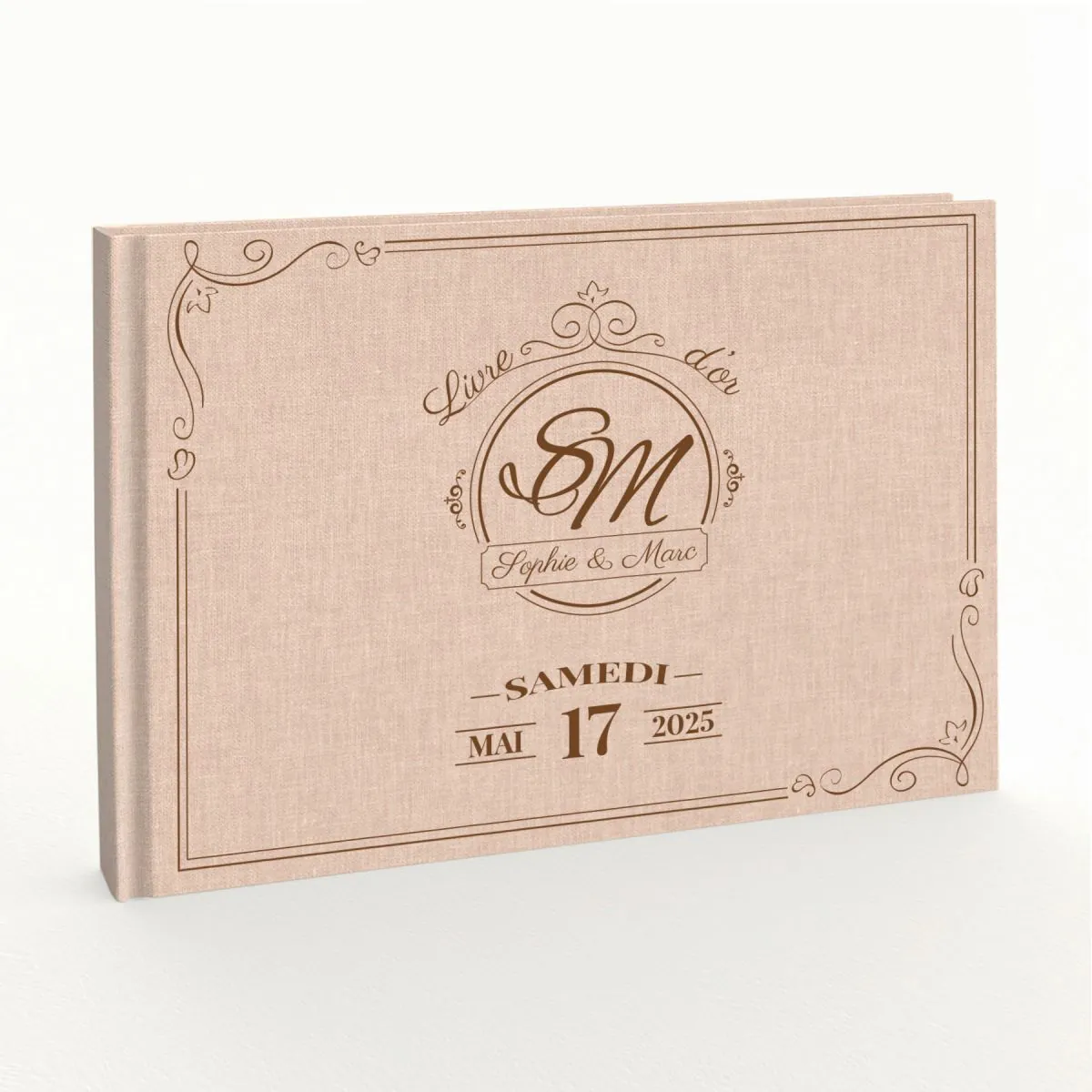 Livre d'or de mariage - Livret aspect lin - Victoria